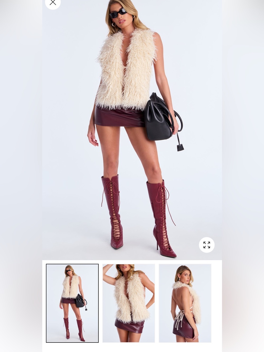 Fashion Nova Cream Faux Fur Vest